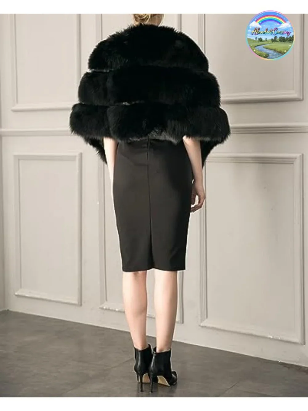 Luxury Faux Fur Shawl Cloak Cape Winter Wrap Party Bridal